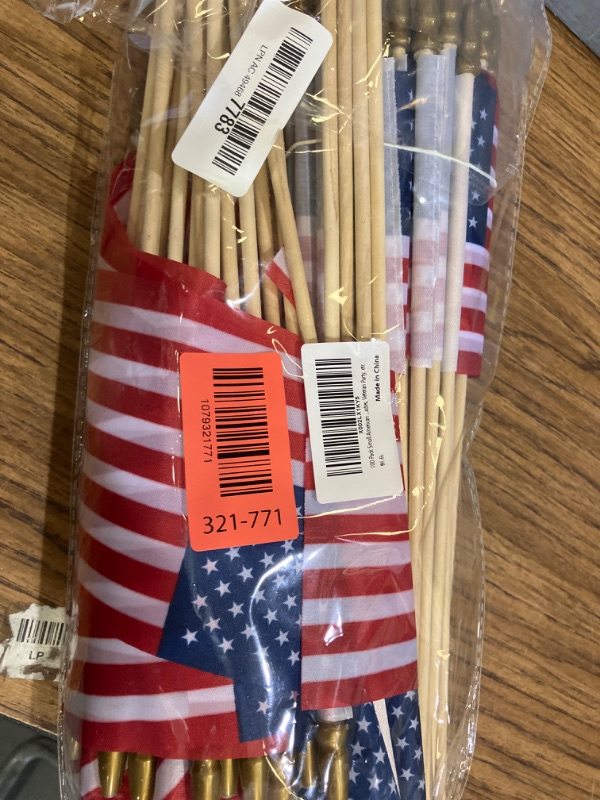 Photo 1 of 100 Pack Small American Flags on Stick, 4x6 Inch Small US Flags/American Flags for Outside, Mini Hand Held Stick Flags, Memorial Day,250 Anniversary, 4th of July Decorations,Patriotic Decorations