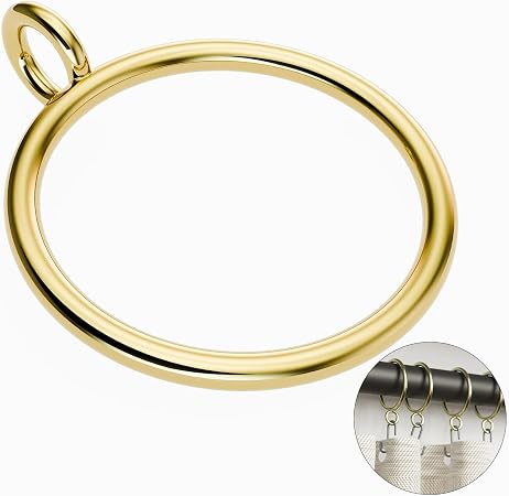 Photo 1 of 20 Pack Gold Metal Curtain Rings with Eyelets, 1.5 inch Inner Diameter Drapery Rings Apply for Curtain Rods(Fits Up to 1 1/4-Inch Rod