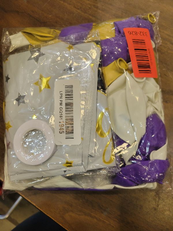 Photo 1 of 130Pcs Graduation Balloon Arch Kit Purple Gold White Garland Decoration with Graduation Cap Star Foil Balloons for Class of 2026 Party Prom Decorations Supplies