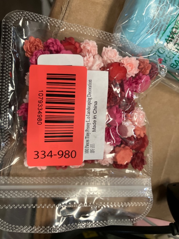 Photo 1 of 100 Pieces Tiny Peony for Craft Dollhouse Miniatures Soft Resin Flowers for Fairy Garden Micro Landscaping Decoration