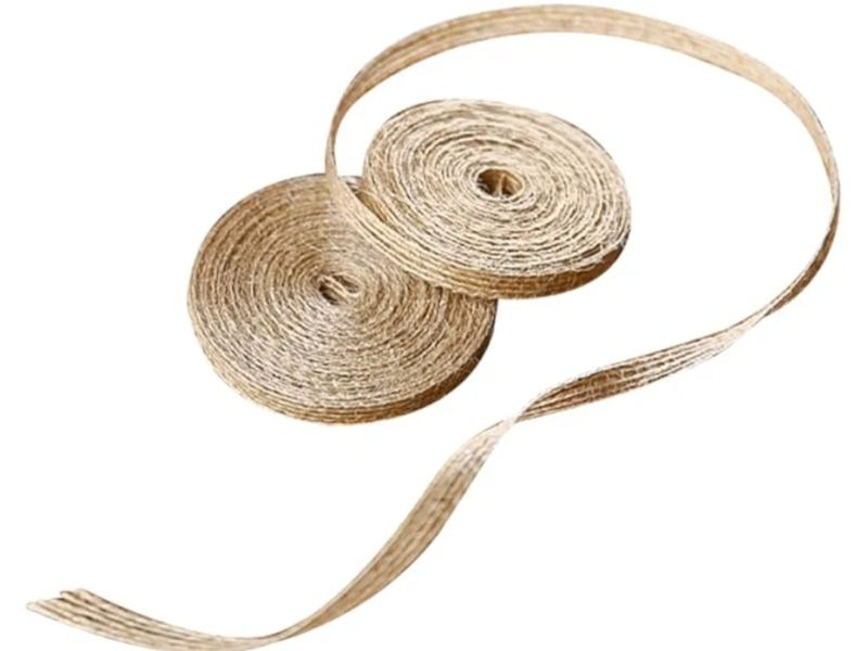 Photo 1 of 2 Rolls 1/4 inch Natural Burlap Fabric with Burlap Ribbon Wrapping Wedding Event Party Home Bows Crafts Decoration