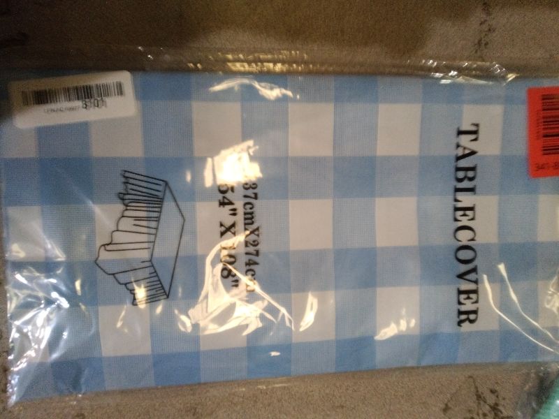 Photo 1 of 2 Pack Blue and White Checkered Tablecloth Blue Gingham Plastic Table Cloths for Parties Disposable 54x108 in Waterproof Rectangle Table Covers for Party Baby Shower Birthday Party Decorations