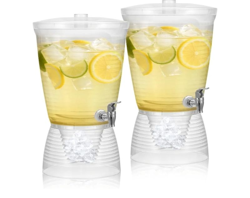 Photo 1 of 2 Pcs Beverage Dispenser with Spigot 2.7 Gallon/ 10L Plastic Drink Dispenser with Detachable Base Iced Juice Container Drink Dispenser Unbreakablefor Restaurants, Hotels, Parties