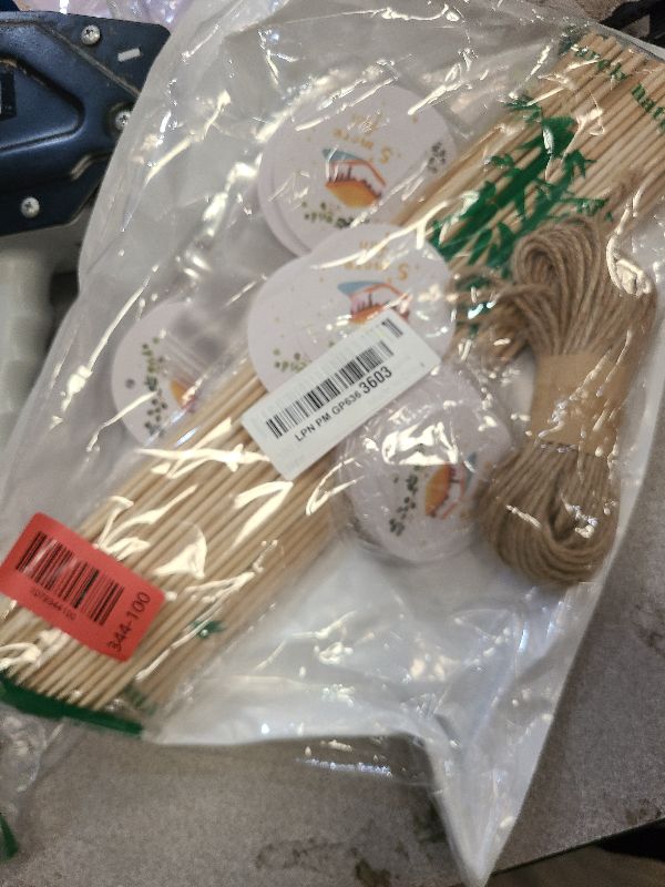 Photo 1 of 100 pcs S'more Fun Bag set Clear Gusseted Poly Bags with S'mores Fun Tag and Bamboo Stick for Smores