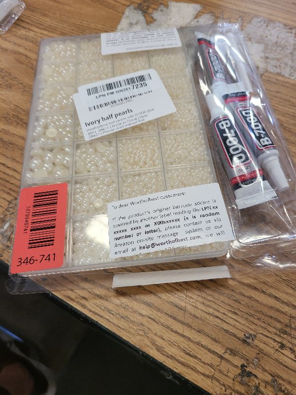 Photo 1 of 18000 Pcs Ivory Beige Cream Flatback Pearls Kit for Crafts, 2-10mm Half Round ABS Beads with 3 B7000 Glue, Tweezers & Picker Pencil, Faux Pearls for Nail Art Tumblers DIY Jewelry Making
