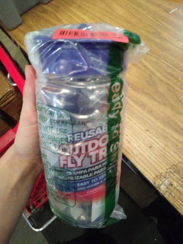 Photo 1 of 2 Fly Traps Outdoor Fly Trap for Patio with 4 Non-Toxic Dissolvable Bait Refills and 12 Sticky Ribbons. Reusable Hanging Bug Catcher Killer for All Filth Flies for Outside Bug Control Yard Ranch