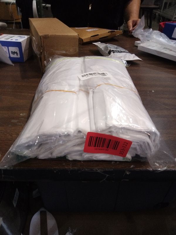 Photo 1 of [50 Count] White Plastic T-Shirt Bags with Handles – HDPE Heavy Duty 26 Micron 11" x 6" x 21" (1/6 BBL) – Recyclable Takeout & Carry-Out Bags for Restaurants, Grocery, Retail & Food Truck