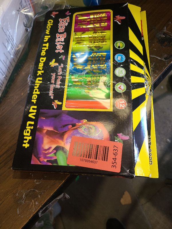 Photo 1 of 12 PCS Glow Face Body Paint, Glow In The Dark Under UV Black Light Sticks Makeup Neon Face Painting Kits for Adult Halloween Festival Accessory Glow Party Supplies