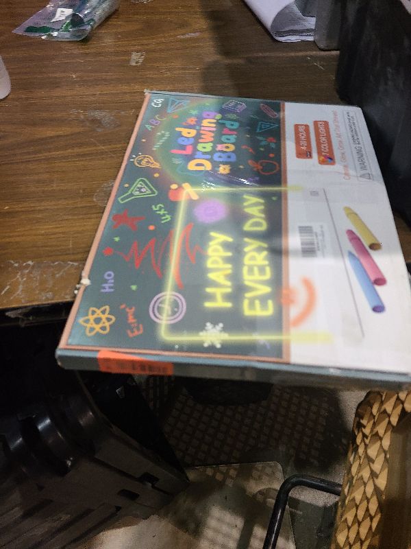 Photo 1 of 16-Inch LED Note Board Rechargeable with 7 Colors, Doodle Glow Board Neon Art Dry Erase Board Light Up Drawing Pad with Invisible Stand, Sketching Gift Toy for Kids/Girls/Teens, 12 Markers