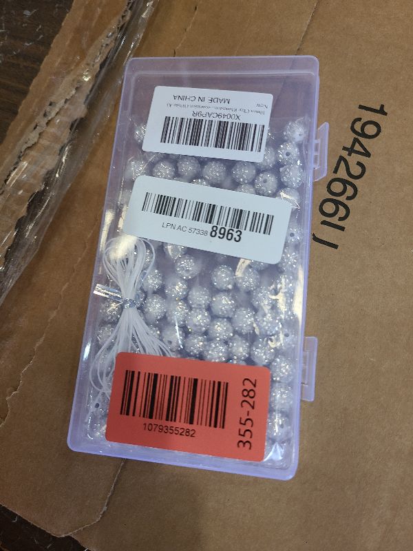 Photo 1 of 10mm Clay Rhinestone Beads for Bracelets, 100 Pcs Sparkle Crystal Beads for Jewelry Making, Glitter Round Shamballa Disco Ball Design for DIY Crafts Necklace Earrings Decoration (White A)