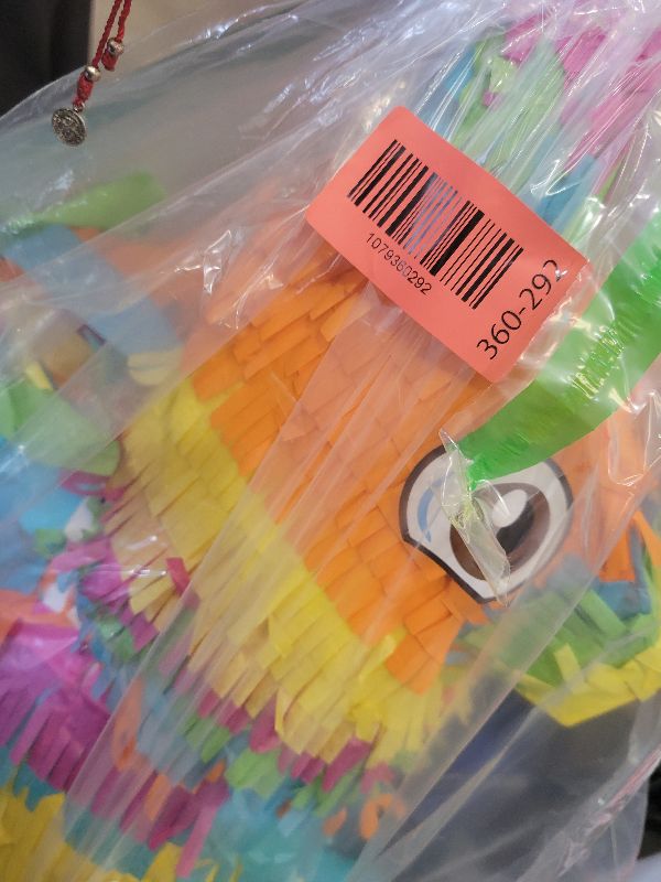Photo 1 of 16" Cinco de Mayo Pinata, Large Rainbow Color Donkey Pinata 16 x 13 x 5.5 ln with Stick and Blindfold for Fiestas Mexican Party Decoration, Photo Prop, Taco Tuesday Event