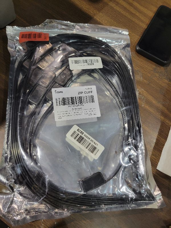 Photo 1 of 10 PCS Heavy Duty Strong 250-lb Police Zip Tie Handcuff Nylon Double Locking Cuffs Disposable Black Plastic Cable Tie, 27.5" Long
