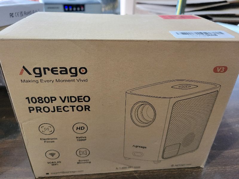 Photo 1 of [Electric Focus] Projector with WiFi and Bluetooth, Native 1080P 15,000 Lumens 4K Supported, Agreago Outdoor Movie Projector for Home Theater UP to 300", for iOS/Android/TV Stick/HDMI/USB (White)