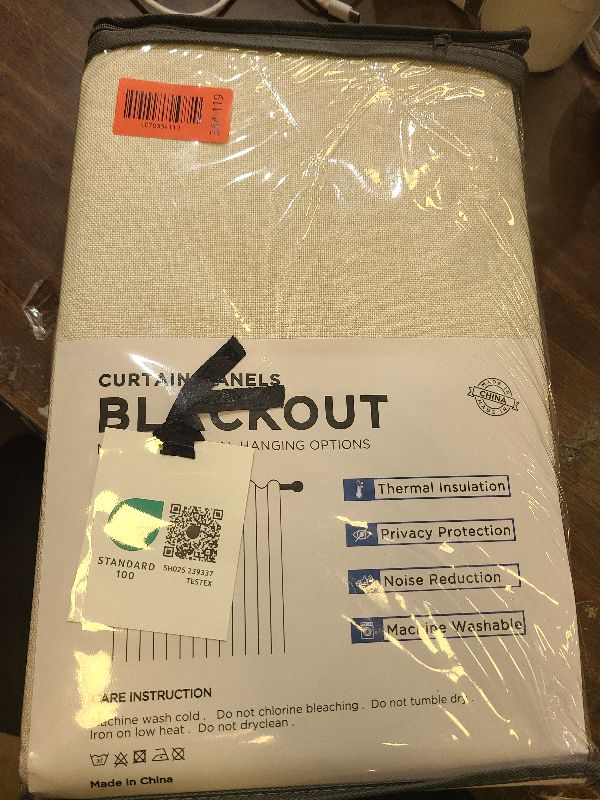 Photo 1 of 100% Blackout Shield Linen Textured Total Blackout Curtains for Bedroom 84 Inches Long, Back Tab/Rod Pocket Living Room Drapes, Thermal Insulated Blackout Curtains 2 Panels Set, 50" W x 84" L, Cream