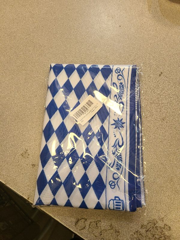 Photo 1 of 2 Pcs Oktoberfest Table Runner with Tassels 12 x 71 Inch Blue and White Table Decorations for Octoberfest Party, Beers Festival Dresser Scarves for Dinner Party Decor Supplies