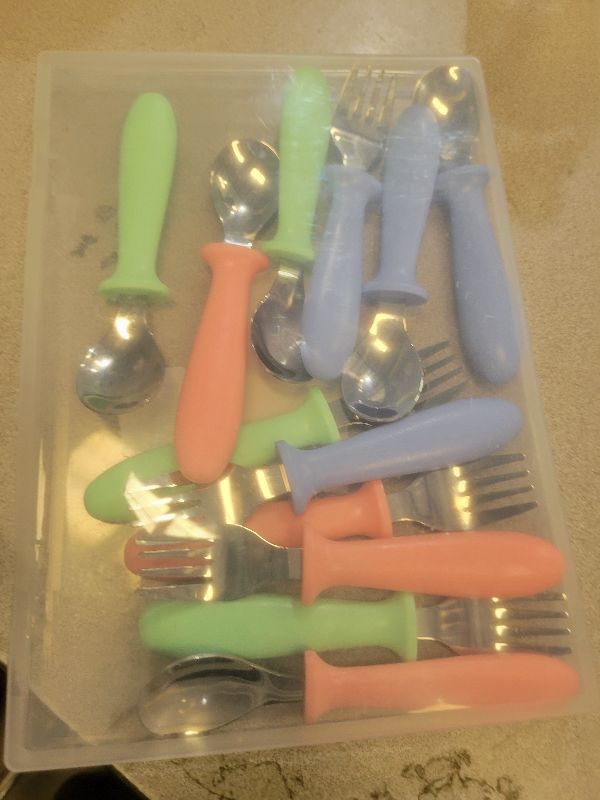 Photo 1 of 12 Pieces Toddler Utensils, Toddler Forks and Spoons, Kids Silverware Set with Plastic Handle Stainless Steel Silverware, Dishwasher Safe