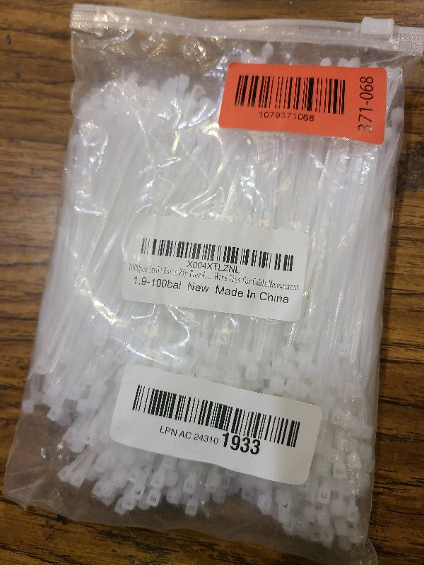 Photo 1 of 1000pcs Small White Zip Ties 4 Inch, Mini Cable Ties Tiny Zipties 4 In Micro Self Locking Plastic Clear Tie Wraps Thin Wire Ties for Cable Management