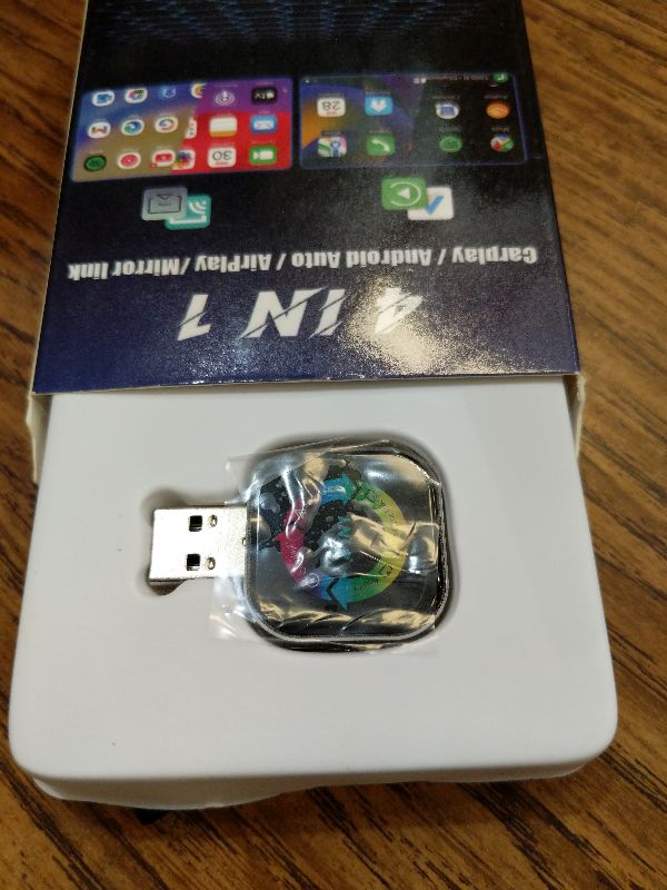 Photo 1 of 2026 Upgraded Wireless Carplay Adapter, 4 in 1 Screen Mirroring Support Mirror Link/AirPlay for Apple CarPlay & Android Auto, Mini USB/Type-C Plug & Play Car Play Adapter, Wired to Wireless No Latency