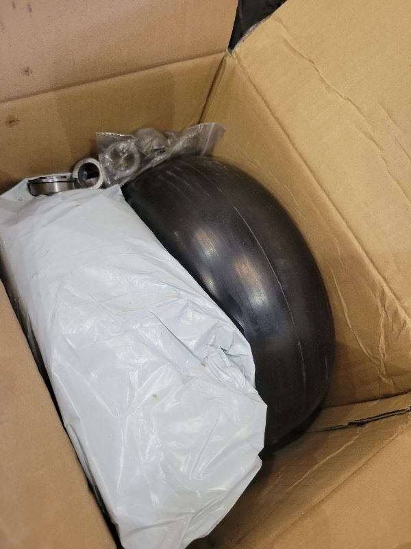View 2 of 2 Pcs 11x4.00-5" Flat Free Lawn Mower Tire and Wheel, Universal 11x4-5 Solid Smooth Replacement Tires for Zero Turn Lawn Mowers, with 3/4" & 5/8" Bearings, 3.4"-4.8" Centered Hub, 350lbs, Gray Rim