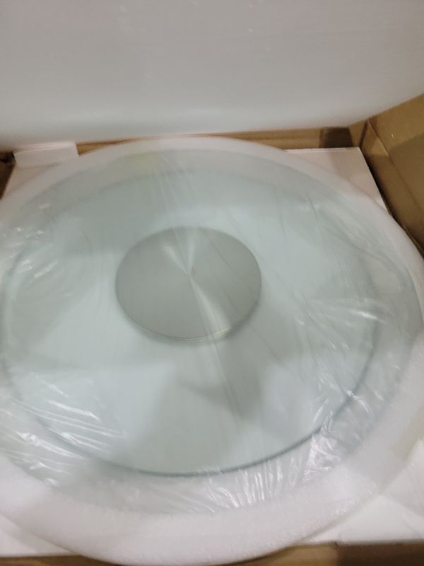 Photo 1 of 18.9 inch Glass Turntable Dining Table Large Lazy Susan Round Serving Plate Tabletop Rotating Tray with Swivel Assist System Silent & Smooth Spin (48cm / 18.9in)