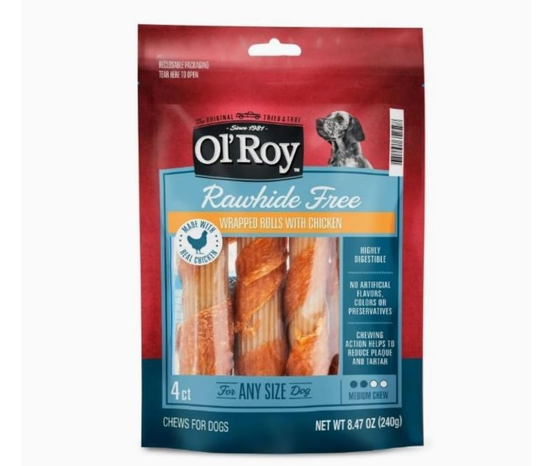Photo 1 of (1 pack) ~ Ol'~Roy Rawhide Free Wrapped Rolls with Chicken ~ 4 Count.