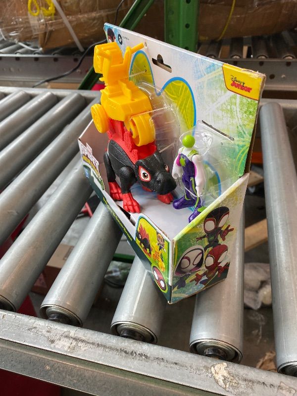 Photo 1 of [DAMAGED] [MISSING PARTS] Marvel Spidey and His Amazing Friends Dino-Webs Dino Spin & Ghost-Spider 4-inch-Scale (10cm) Spider-Man Action Figure Set, Toys for Kids Ages 3 and Up