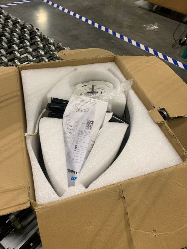 Photo 1 of ***MISSING HARDWARE*** VOLISUN Low Profile Ceiling Fan with Lights and Remote, 23.6in Bladeless Ceiling Fans with Light Flush Mount, Dimmable Modern LED Fan Light, Black Fandelier Ceiling Fans for Bedroom,Living Room