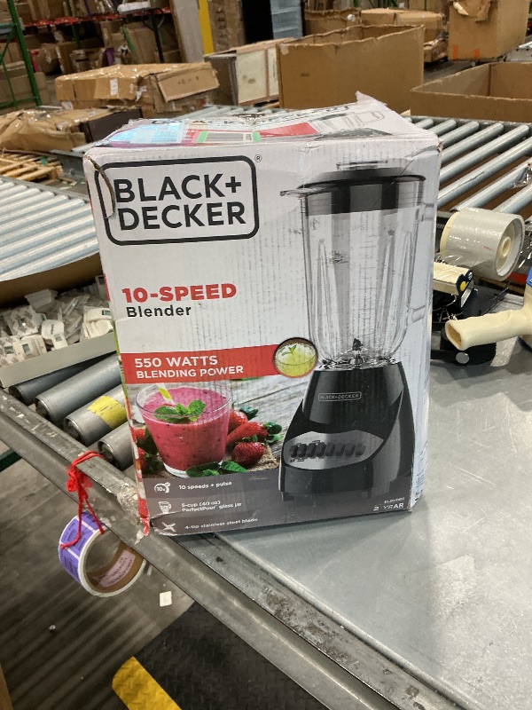 Photo 1 of **See Clerk Notes**BLACK+DECKER Countertop Blender with 6-Cup Glass Jar, 10-Speed Settings, Black, BL2010BG