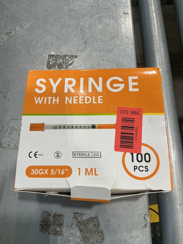 Photo 1 of 100 Pack 1ml Syringes with Needle-30Ga 5/16 Inch, Individually Sealed Packaging