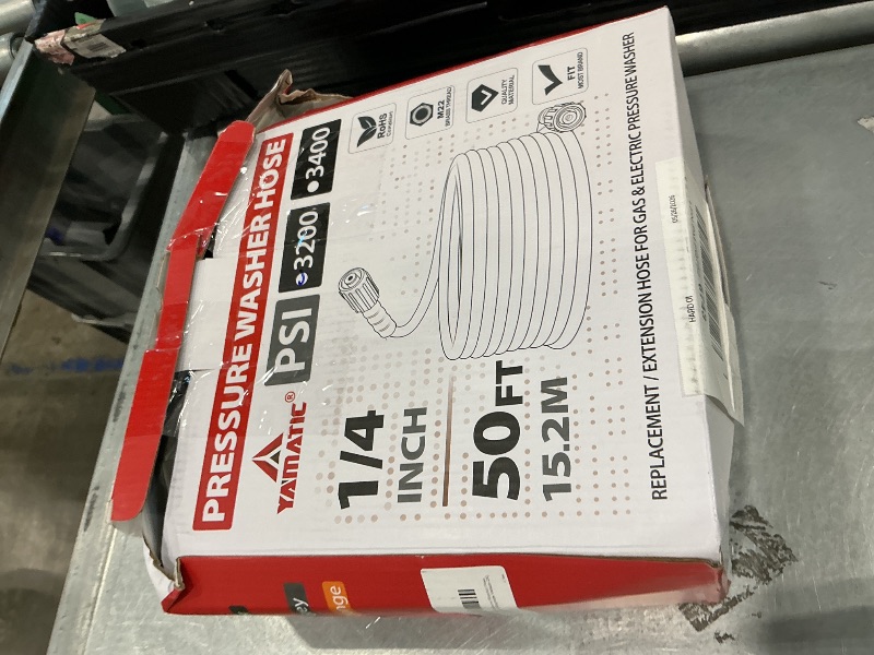 View 2 of ***USED*** YAMATIC Pressure Washer Hose 50FT x 1/4", 3200 PSI Kink Resistant Power Washer Replacement Hose, M22-14mm Female Brass Fittings for Ryobi Troy-Bilt Greenworks Craftsman