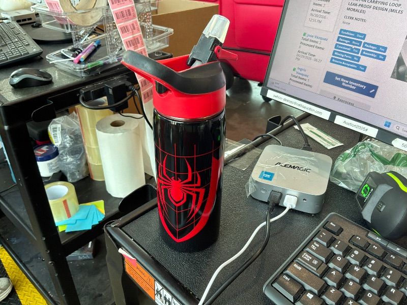 Photo 1 of [Straw doesn't lock down] Zak Designs Marvel Spider-Man Water Bottle for Travel and At Home, 19 oz Vacuum Insulated Stainless Steel with Locking Spout Cover, Built-In Carrying Loop, Leak-Proof Design (Miles Morales)