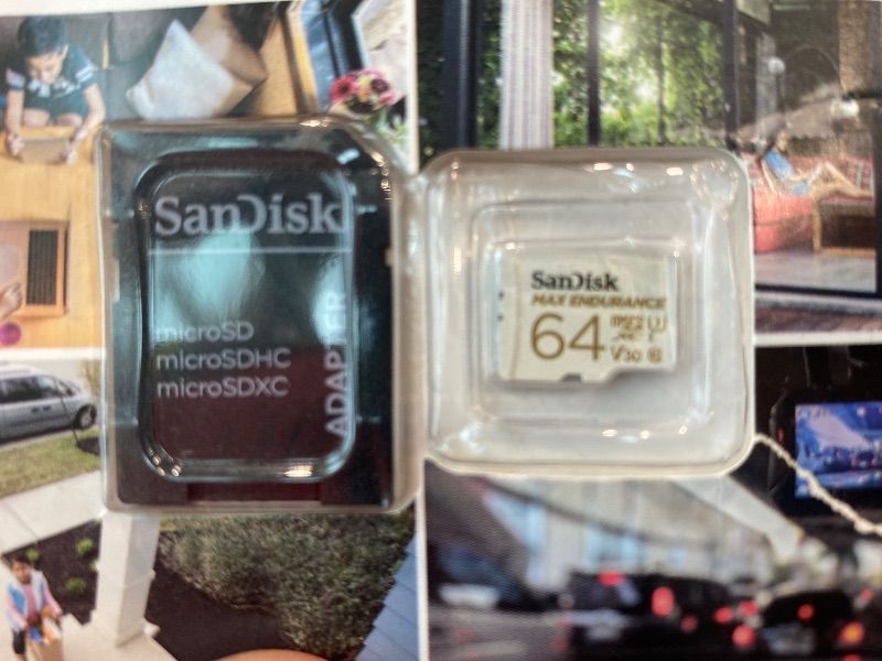 Photo 1 of [See Clerk Notes] SANDISK 64GB MAX Endurance microSDXC Card with Adapter for Home Security Cameras and Dash cams - C10, U3, V30, 4K UHD, Micro SD Card - SDSQQVR-064G-GN6IA