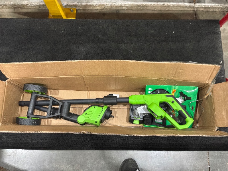 Photo 1 of [Missing Charger] Wacker Cordless Edger with Wheel, Electric Weed Eater Battery Powered Brush Cutter String Trimmer, 4000mAh Stringless Weed Trimmer Lightweight Grass Trimmer Mower, 2 Battery and Charegr