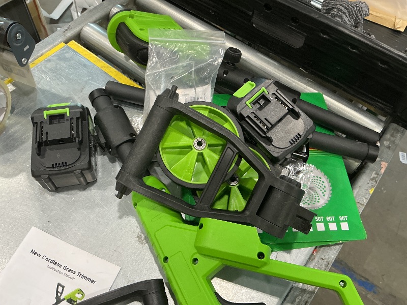 Photo 1 of [Missing Charger] Wacker Cordless Edger with Wheel, Electric Weed Eater Battery Powered Brush Cutter String Trimmer, 4000mAh Stringless Weed Trimmer Lightweight Grass Trimmer Mower, 2 Battery and Charegr