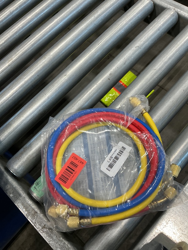 View 2 of ***ONE HOSE HAS A HOLE*** Oralys 3 Pieces AC Manifold Gauge Hose Kit for R410a R22 R134a R404a, 1/4" Thread Automotive Air Condition Refrigerant R410a A/C Charging Hose with 5ft Hoses