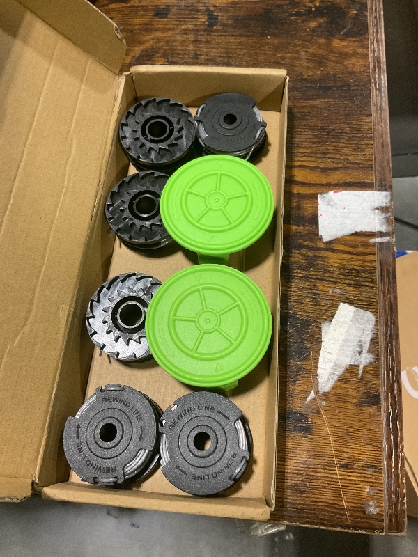 Photo 1 of ***MISSING SOME PARTS***YWTESCH 12 Pack 0.065" Trimmer Line Compatible with Greenworks Weed Wacker, 18Ft String Trimmer Refill Dual Line Weed Eater String Replacement Spool (10-Pack) Cap Cover(2-Pack)