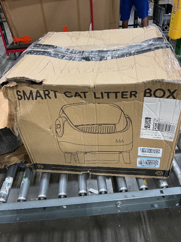 Photo 1 of *See Clerk Notes* Open-Top Self Cleaning Litter Box, Automatic Litter Box with Dual Safety Sensors, Anti-Pinch Protection, Large Capacity, APP Control, White-Grey