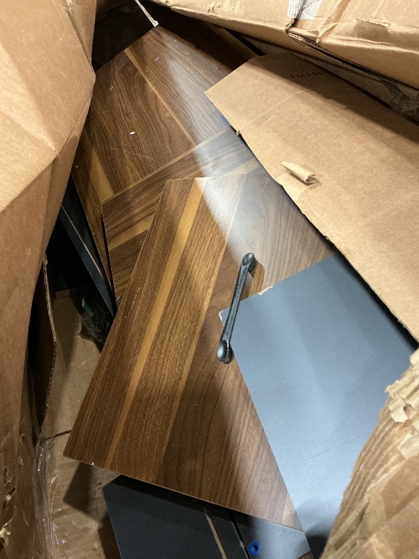 Photo 1 of [Missing Box 2] Tribesigns 63 inches Executive Desk and 47" lateral File Cabinet, L-Shaped Computer Desk Home Office Business Furniture with Drawers and Storage Shelves, Office Table,Brown and Black