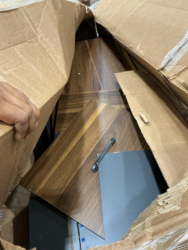 Photo 1 of [Missing Box 2] Tribesigns 63 inches Executive Desk and 47" lateral File Cabinet, L-Shaped Computer Desk Home Office Business Furniture with Drawers and Storage Shelves, Office Table,Brown and Black