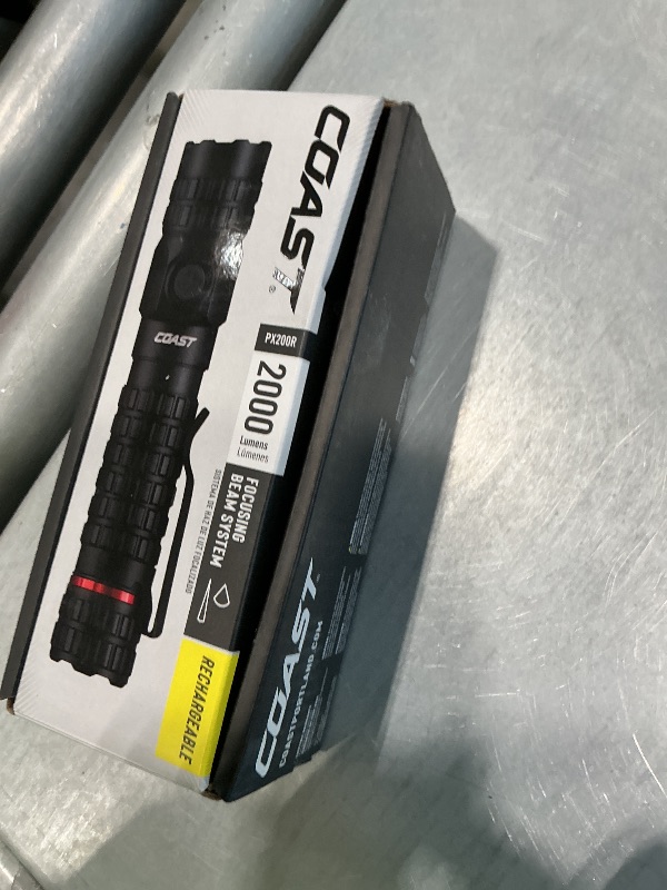 Photo 1 of *See Clerk Notes*Coast PX200R 2000 Lumen Rechargeable LED Flashlight, Twist Focus, USB-C, 2-Position Pocket Clip
