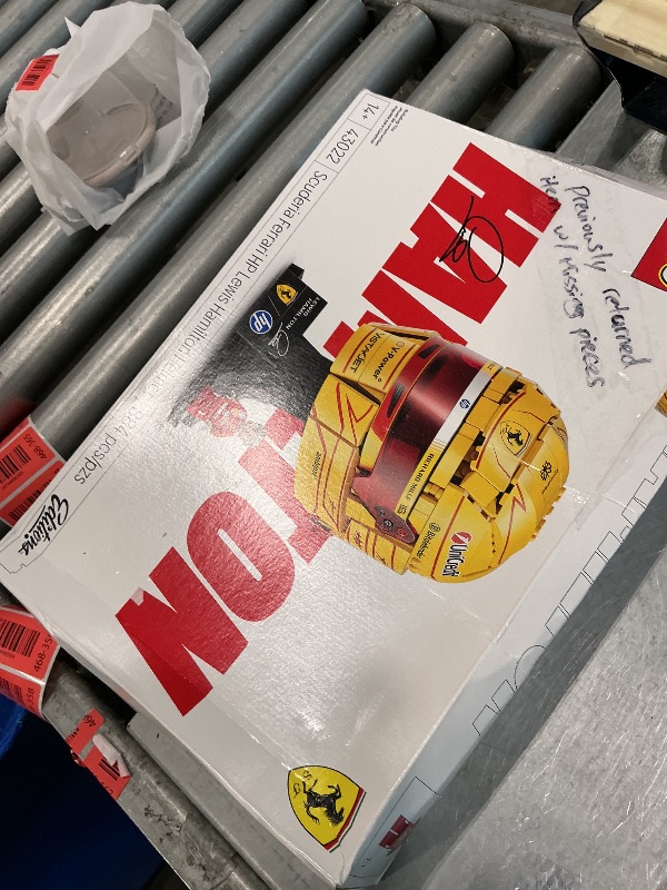 Photo 1 of [CLERK NOTES] LEGO Editions Scuderia Ferrari HP Lewis Hamilton Helmet - Building Set for Teens, Ages 14+ - Collectible F1 Display - Bedroom or Home Office Decor - Gift for Racing Fans - 43022