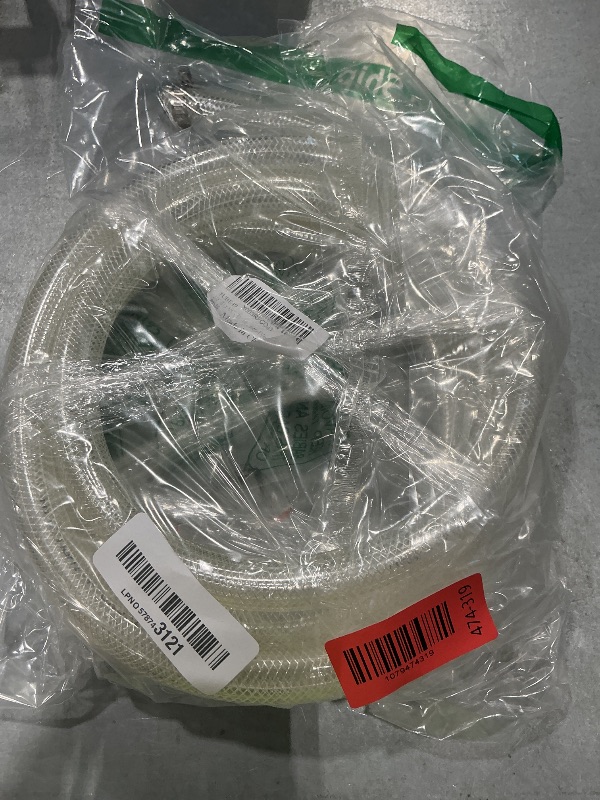 Photo 1 of 1/2" ID x 3/4" OD - 10 Ft High Pressure Braided Clear PVC Vinyl Tubing Flexible Tube, Heavy Duty Reinforced Hose Tubing