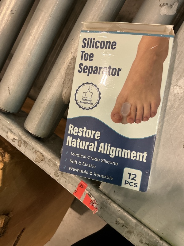 Photo 1 of 12 Pack Gel Toe Separators & Spacers - Aloe Infused Bunion Pads for Overlapping Toes, Hammer Toes & Big Toe Alignment - Medical Grade Toe Straightener for Men & Women, Transparent & Washable (S)