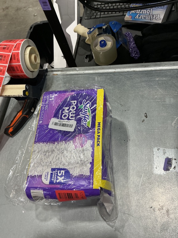 Photo 1 of ** USED WITH POSSIBLE MISSING PIECES** Swiffer PowerMop Multi-Surface Mopping Pad Refills for Floor Cleaning, 11 Count, White/Purple
