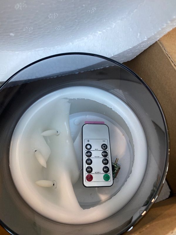View 3 of [Needs repairs] Homemory 6X6'' Extra Large Flameless Candle with 3 Wicks, Glass LED Pillar Candle, Real Wax Battery Operated Candle with Remote Control and Timer, Grey