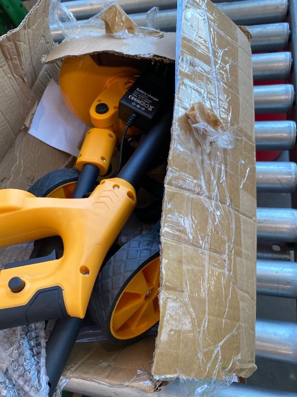 Photo 1 of [MISSING HEAD OF TOOL] Electric  Wacker Cordless with Wheels,Electric Weed Eater Battery Powered,4 in 1 Grass Trimmer/Brush Cutter/Grass Edger/Small Lawn Mower,No String Trimmer with Metal Blade,2 Battery (Yellow)
