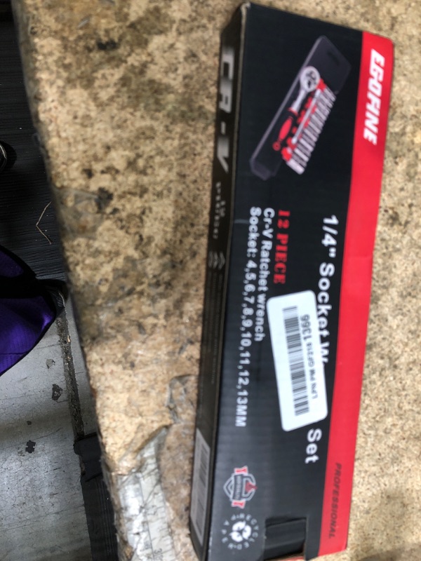 Photo 1 of **MISSING 10 MM AND 13 MM SOCKETS**Egofine 12pc 1/4" Ratchet Socket Set