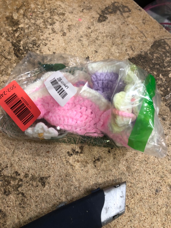 Photo 1 of 2 Pack Cat Hats, Dog Hat, Cute Flower Cat Hat Handmade Crochet Pet Bonnet for Cats & Small Dogs, Soft Cotton Knit Kitten Costume Cap with Flowers Decoration, Pet Photo Outfit (Pink Purple)