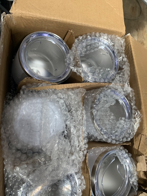 View 3 of **MISSING 2 LIDS** DOMICARE Stainless Steel Wine Tumblers with Lids - 12oz, Set of 12