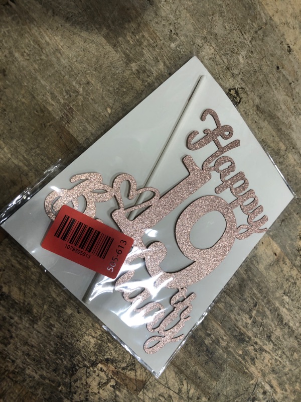 View 2 of 19 Birthday Cake Toppers-Rose Gold Glitter, Happy 19th Cake Topper for Men,19 Cake Topper For Women, 19th birthday decorations,19th Birthday Cake Topper Nineteen